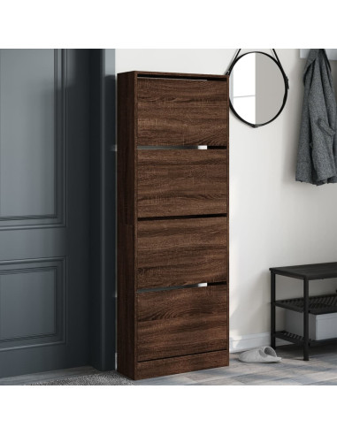 Scarpiera Rovere Marrone 60x21x163,5 cm in Legno Multistrato