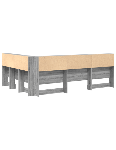 Testata contenitore con lo scaffale con testiera con archiviazione Grigio sonoma 140 cm