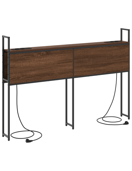 Testiera con Stazione di Carica e Storage Rovere marrone 135 cm