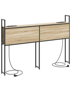 Testiera con Stazione di Carica e Storage rovere sonoma 140 cm