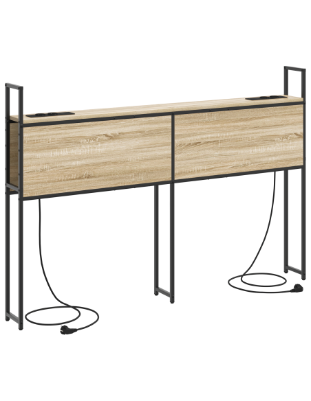 Testiera con Stazione di Carica e Storage rovere sonoma 140 cm