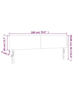 Testiera Crema a LED 180x5x78/88 cm in Similpelle
