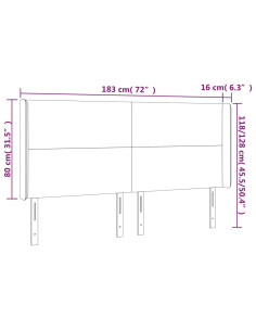Testiera a LED Crema 183x16x118/128 cm in Similpelle