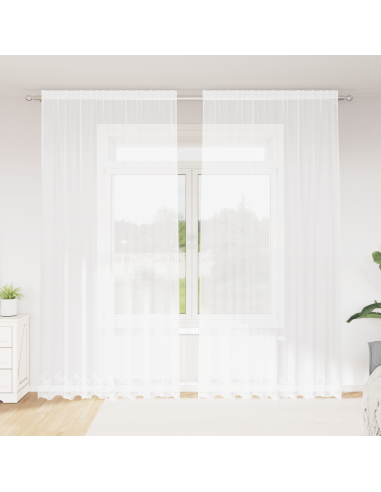 Tenda in Pizzo con tende Bianco 280 x 200 cm Poliestere