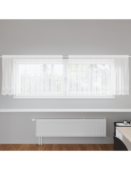 Tenda in Pizzo con tende Floreale Bianco 300 x 100 cm Poliestere