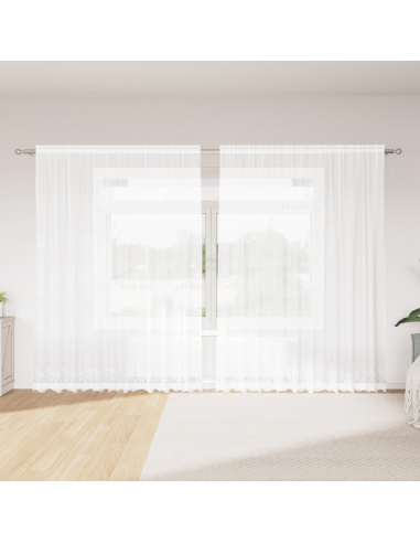 Tenda in Pizzo con tende Floreale Bianco 245x300cm Poliestere