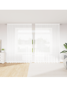 Tenda in Pizzo con tende Bianco 280 x 300 cm Poliestere