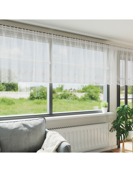 Tenda in Pizzo con tende Floreale Bianco 80 x 400 cm Poliestere