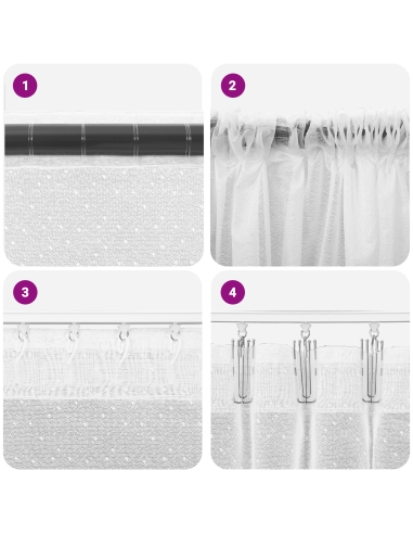 Tenda in Pizzo con tende Floreale Bianco 80 x 300 cm Poliestere