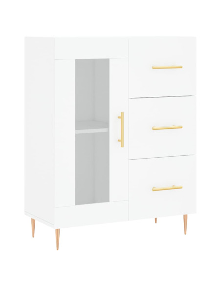 Credenza Bianca 69,5x34x180 cm in Legno Multistrato