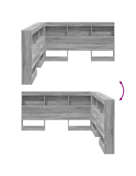 Testata contenitore con lo scaffale con testiera con archiviazione Grigio sonoma 140 cm