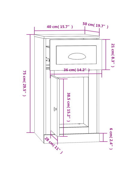 Mobiletto con Cassetto Bianco 40x50x75 cm in Legno Multistrato