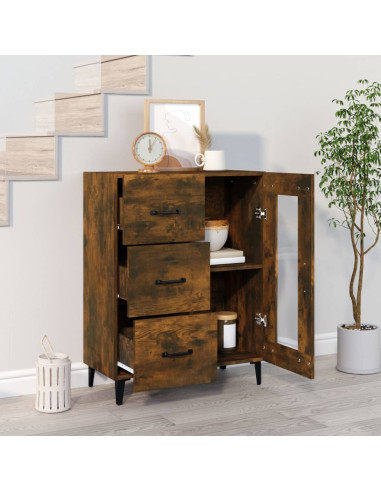 Credenza Rovere Fumo 69,5x34x90 cm in Legno Multistrato