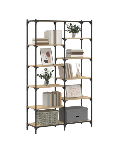 Libreria Rovere Sonoma 100x32x170 cm Legno Multistrato e Ferro