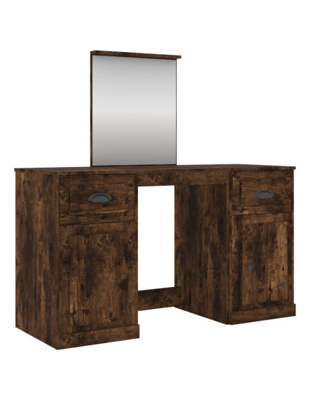 Toeletta con Specchio Rovere Fumo 130x50x132,5 cm