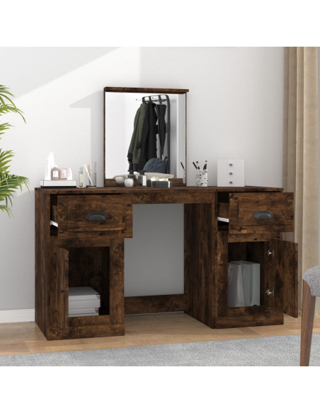 Toeletta con Specchio Rovere Fumo 130x50x132,5 cm