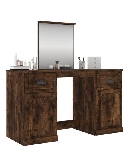 Toeletta con Specchio Rovere Fumo 130x50x132,5 cm