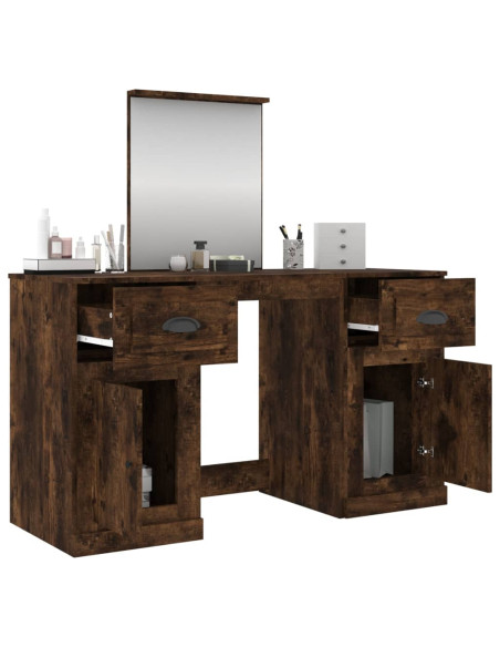 Toeletta con Specchio Rovere Fumo 130x50x132,5 cm