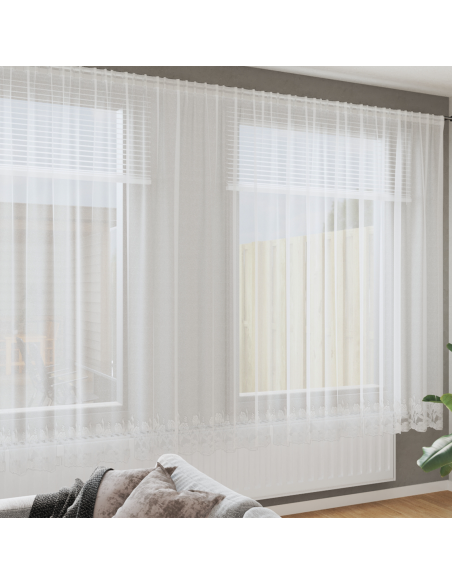 Tenda in Pizzo con tende Bianco 245 x 500 cm Poliestere