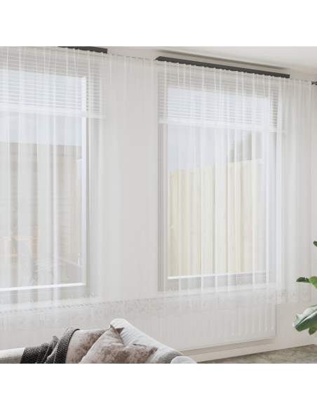Tenda in Pizzo con tende Floreale Bianco 1200 x 280 cm Poliestere