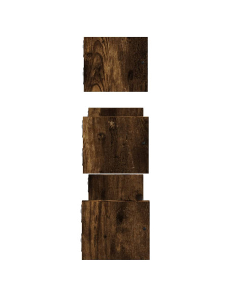 Set Mensole Parete con Aste 3pz Rovere Fumo Legno Multistrato