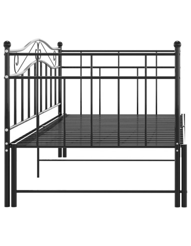 Telaio Divano Letto Estraibile Nero in Metallo 90x200 cm