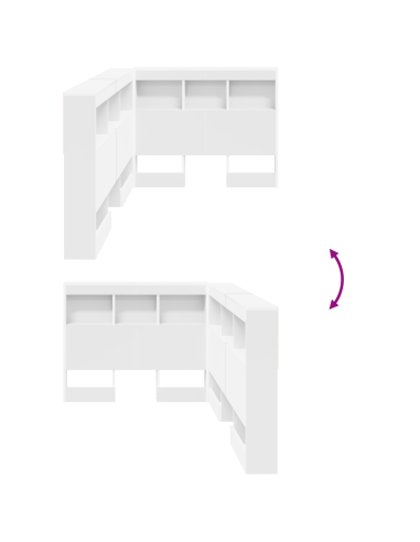 Testata contenitore con testiera Bianco 80 cm Legno multistrato