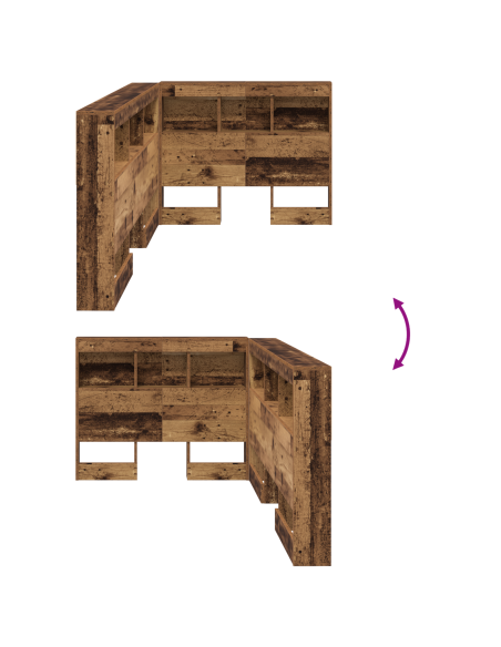 Testata contenitore con lo scaffale con testiera con archiviazione Legno vecchio 90 cm