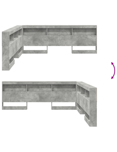 Testata contenitore Grigio cemento 200 cm Legno multistrato
