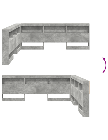 Testata contenitore Grigio cemento 180 cm Legno multistrato