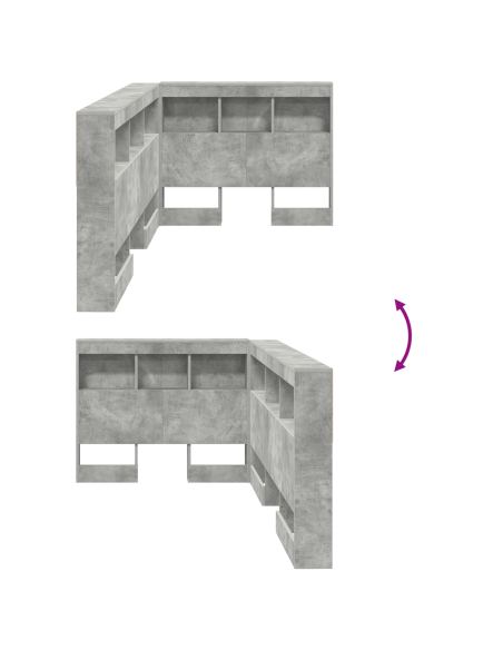 Testata contenitore Grigio cemento 75 cm Legno multistrato