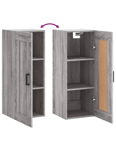 Mobile a Parete Grigio Sonoma 34,5x34x90 cm Legno Multistrato