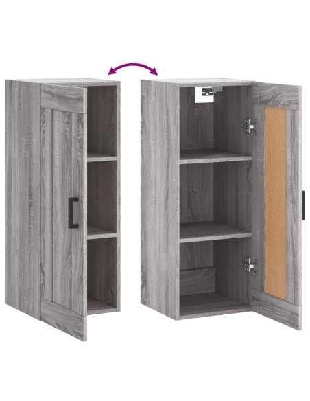 Mobile a Parete Grigio Sonoma 34,5x34x90 cm Legno Multistrato