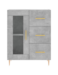 Credenza Grigio Cemento 69,5x34x180 cm in Legno Multistrato 2