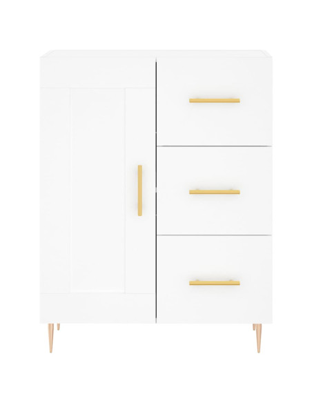 Credenza Bianca 69,5x34x180 cm in Legno Multistrato