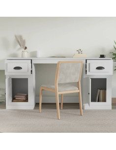 Scrivania con Armadietto Bianco in Legno Multistrato 2