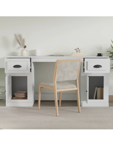 Scrivania con Armadietto Bianco in Legno Multistrato