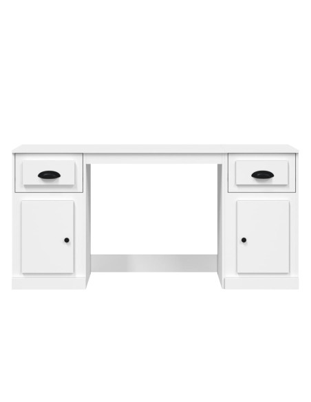 Scrivania con Armadietto Bianco in Legno Multistrato
