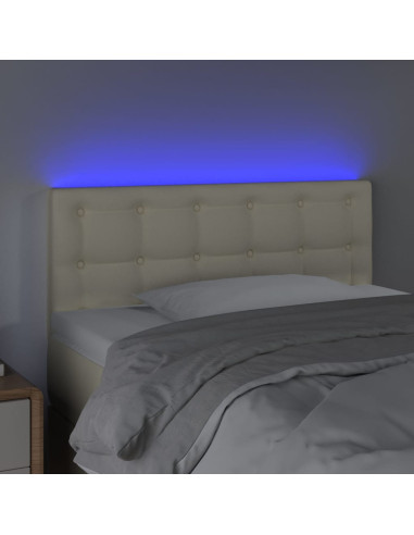 Testiera Crema a LED 90x5x78/88 cm in Similpelle