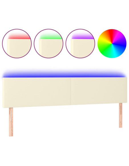 Testiera Crema a LED 180x5x78/88 cm in Similpelle