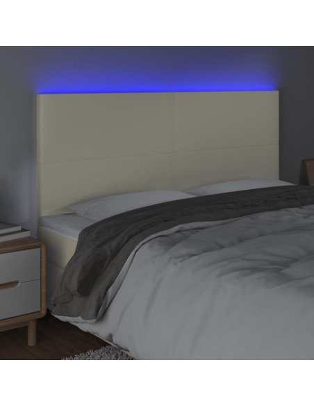 Testiera a LED Crema 180x5x118/128 cm in Similpelle