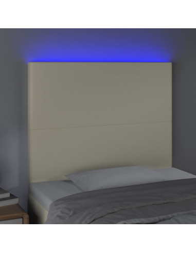 Testiera a LED Crema 90x5x118/128 cm in Similpelle