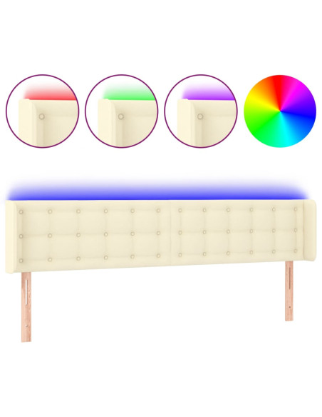 Testiera a LED Crema 183x16x78/88 cm in Similpelle