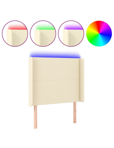 Testiera a LED crema 93x16x118/128 cm in Similpelle