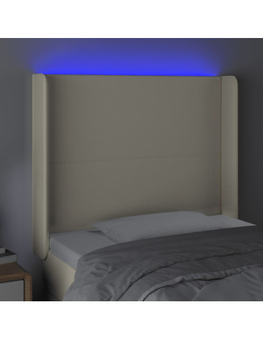 Testiera a LED crema 93x16x118/128 cm in Similpelle