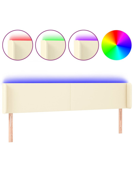 Testiera a LED Crema 183x16x78/88 cm in Similpelle