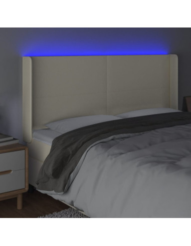 Testiera a LED Crema 183x16x118/128 cm in Similpelle