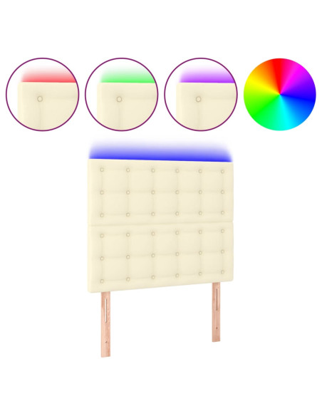 Testiera a LED Crema 90x5x118/128 cm in Similpelle