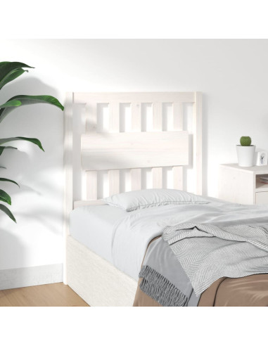 Testiera per Letto Bianca 80,5x4x100 cm Legno Massello di Pino