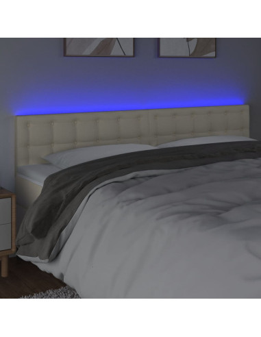 Testiera Crema a LED 180x5x78/88 cm in Similpelle